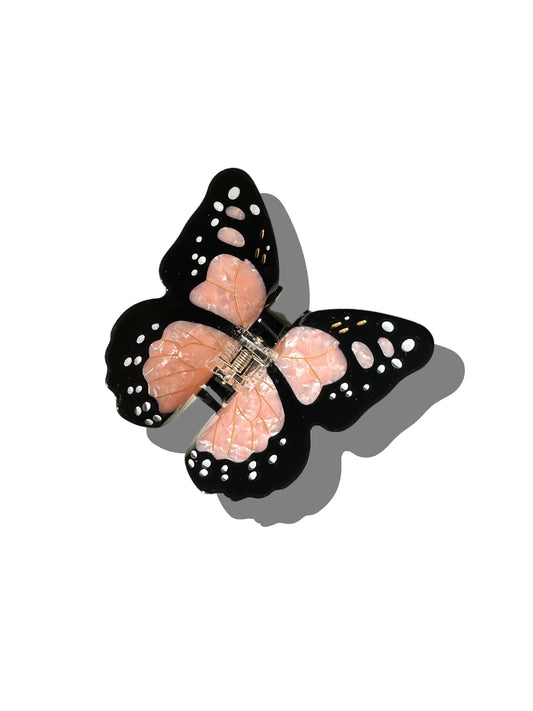 Hand-Painted Monarch Butterfly Claw Hair Clip | Eco-Friendly | Pink