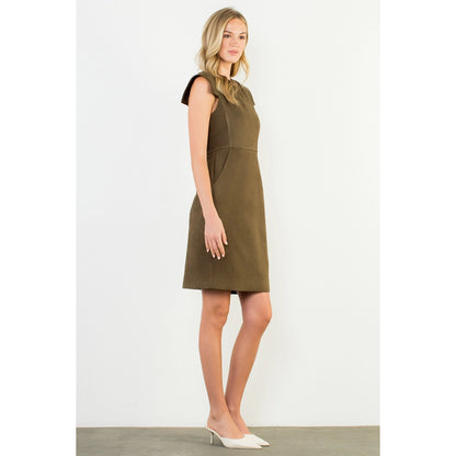 Sleeveless Suede Dress - Olive