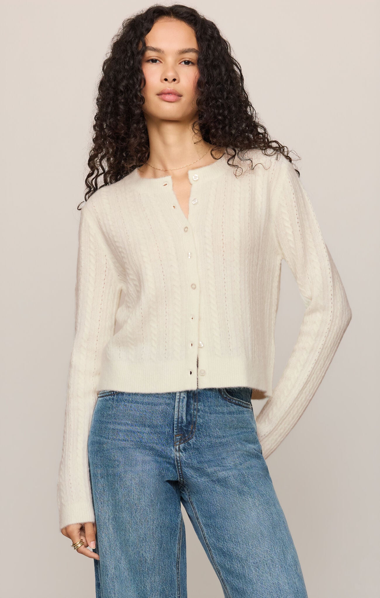 Medina Cable Cardigan - Cloud