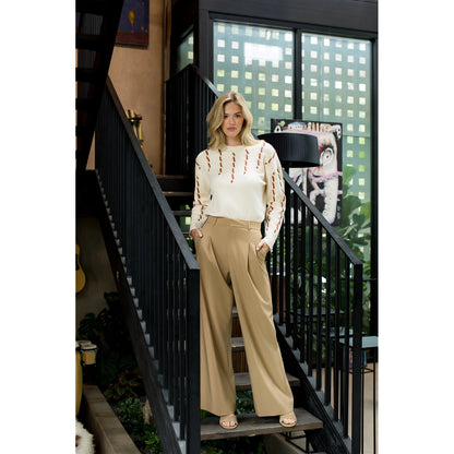 Long Sleeve Knit Sweater - Cream