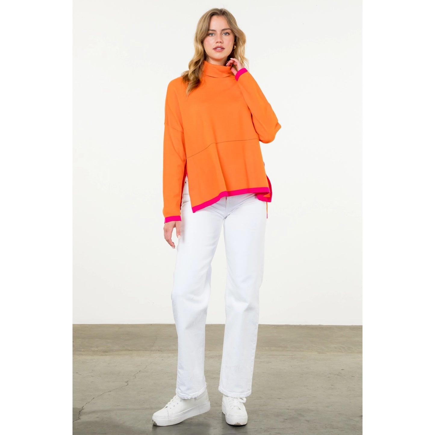 THML - Turtleneck Knit Sweater - Orange