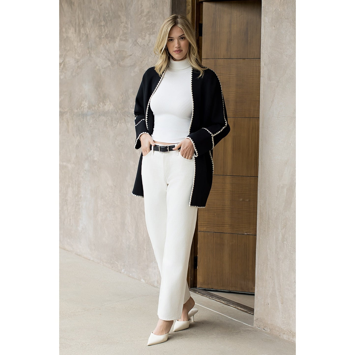 Long Sleeve Midi Cardigan - Black