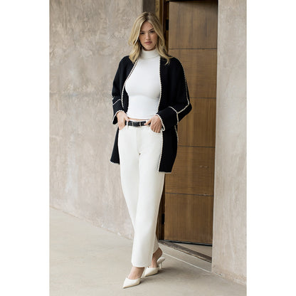 Long Sleeve Midi Cardigan - Black