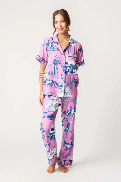 KATIE KIME - Marfa Toile Pajama Pants Set - Pink Navy