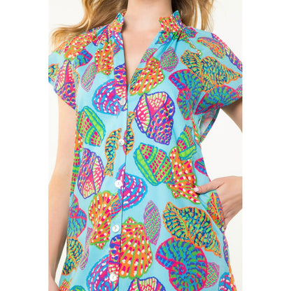 THML - Button Up Print Dress - Blue