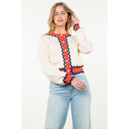 THML - Button Up Knit Cardigan - Cream