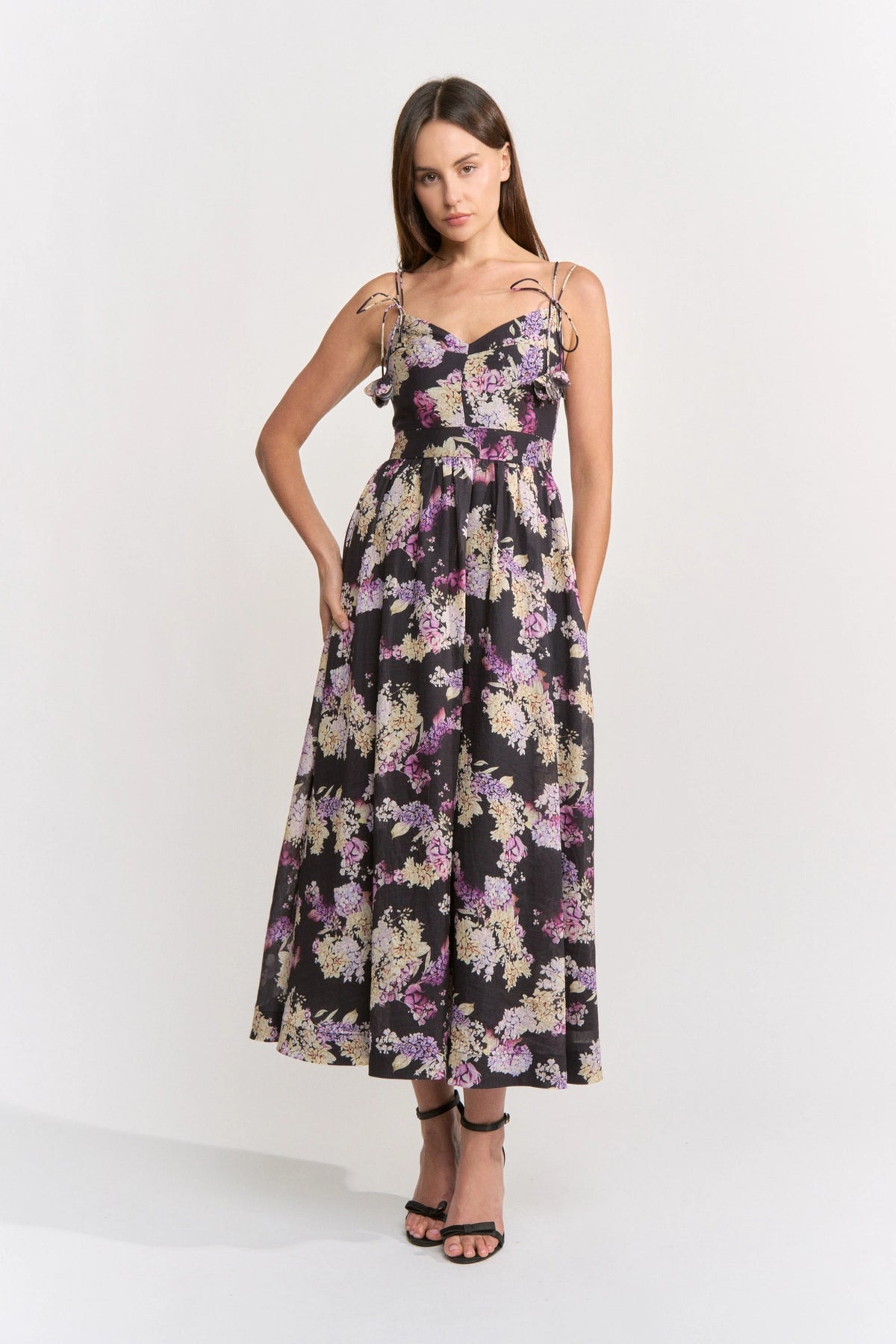 Katie Midi Dress - Black Multi