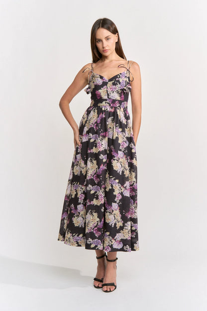 Katie Midi Dress - Black Multi