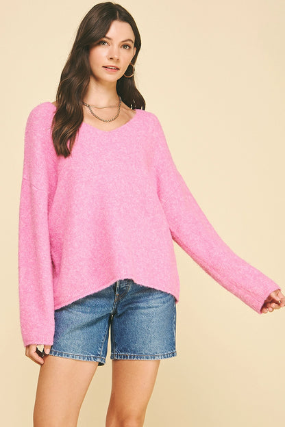 Soft Yarn Knit Sweater - Pink