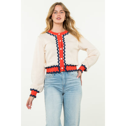 THML - Button Up Knit Cardigan - Cream