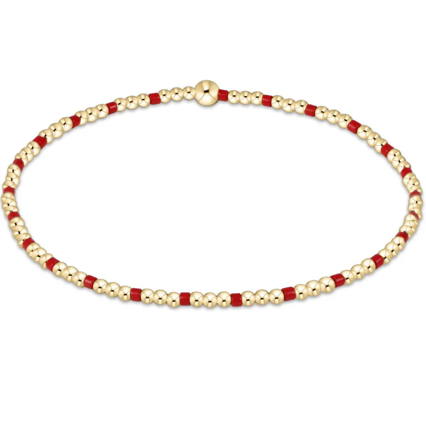 Gameday Hope Sincerity Pattern 2mm Bead Bracelet - Bright Red