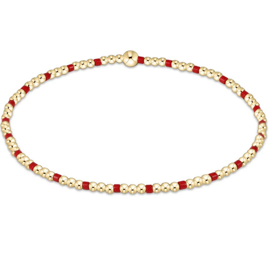 Gameday Hope Sincerity Pattern 2mm Bead Bracelet - Bright Red