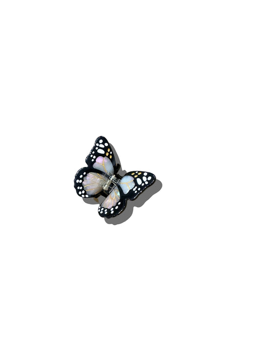 Hand-Painted Mini Monarch Butterfly Claw Hair Clip | Eco-Friendly | White