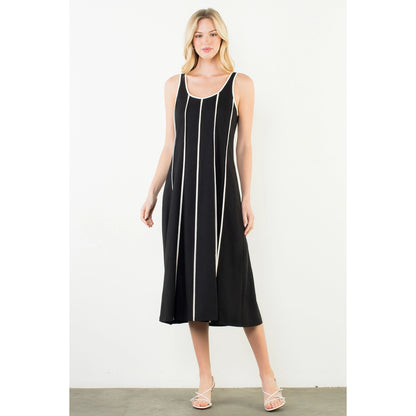 Sleeveless Striped Dress - Black - Spinout