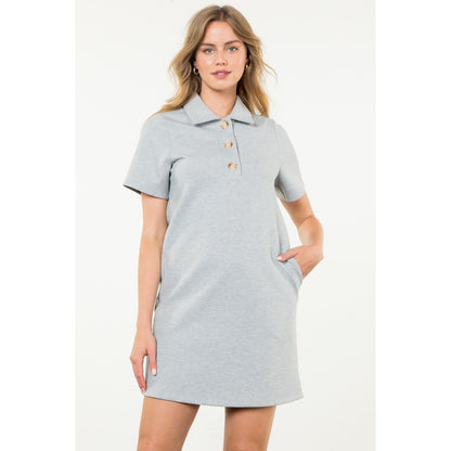 THML - Short Sleeve Midi Dress - Gray