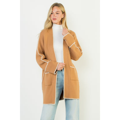 Long Sleeve Midi Cardigan - Caramel