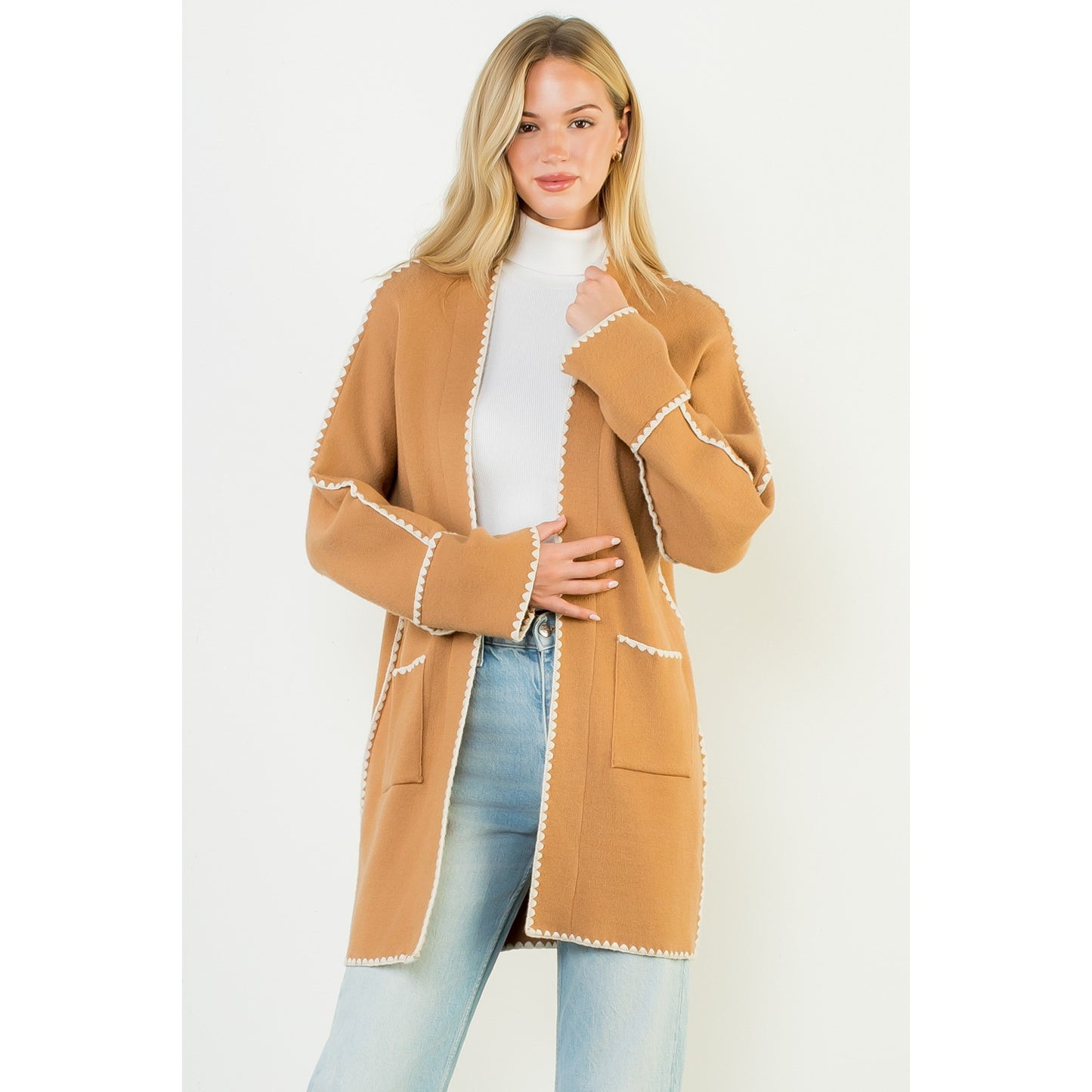 Long Sleeve Midi Cardigan - Caramel