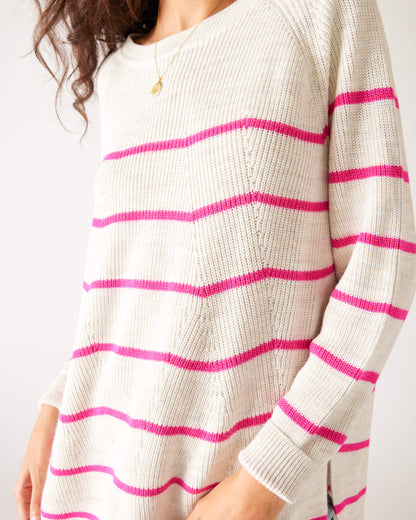 MerSea - Camden Boatneck Sweater - Tickled Pink Stripe