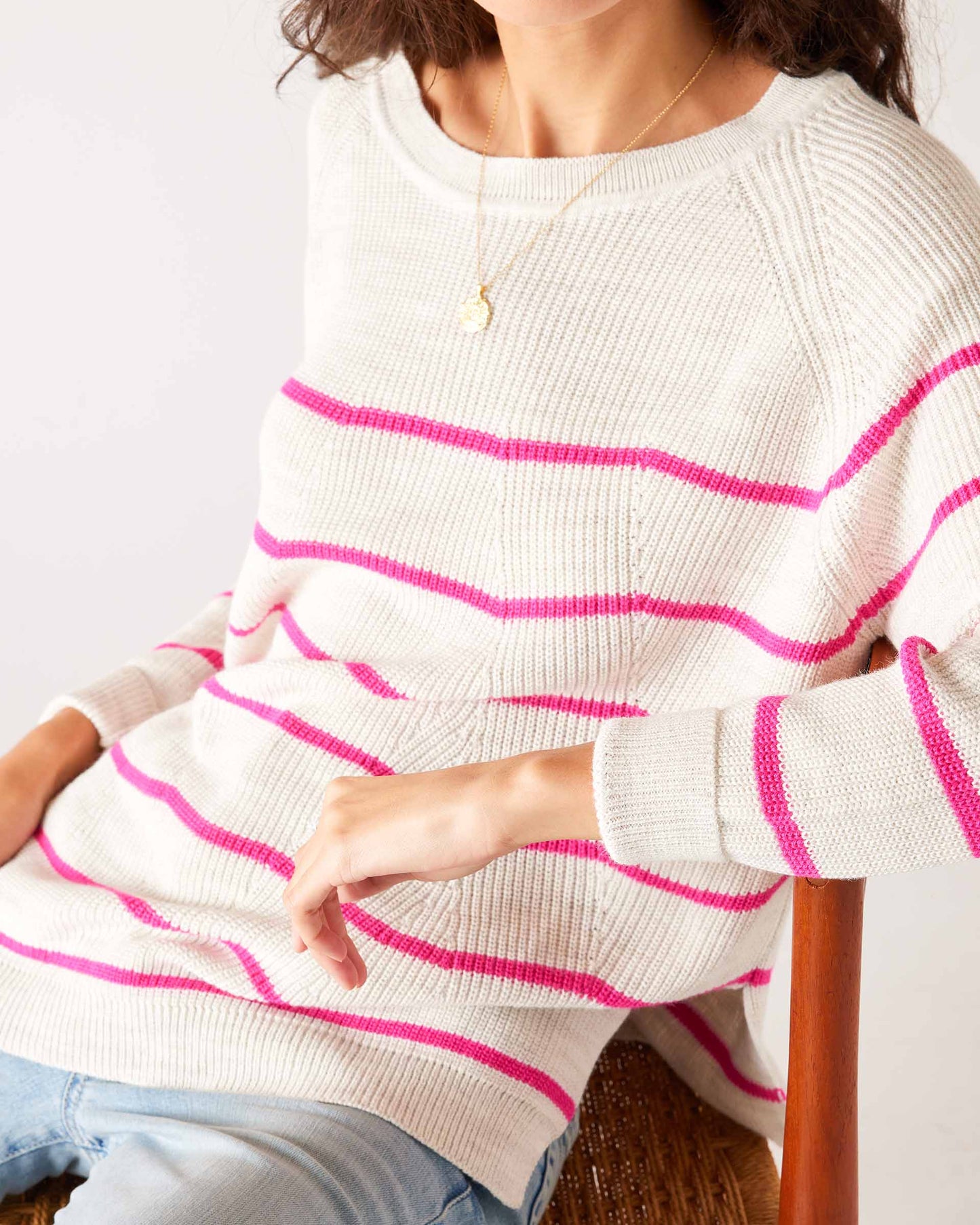 MerSea - Camden Boatneck Sweater - Tickled Pink Stripe