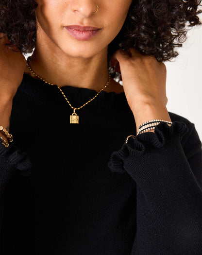 Catalina Cotton Ruffle Sweater - Black