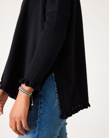 Catalina Cotton Ruffle Sweater - Black