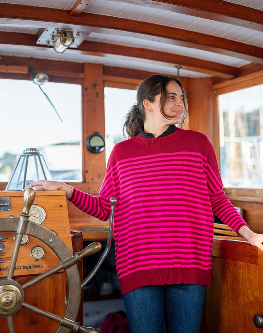 Catalina Sweater - Burgundy/Lipstick