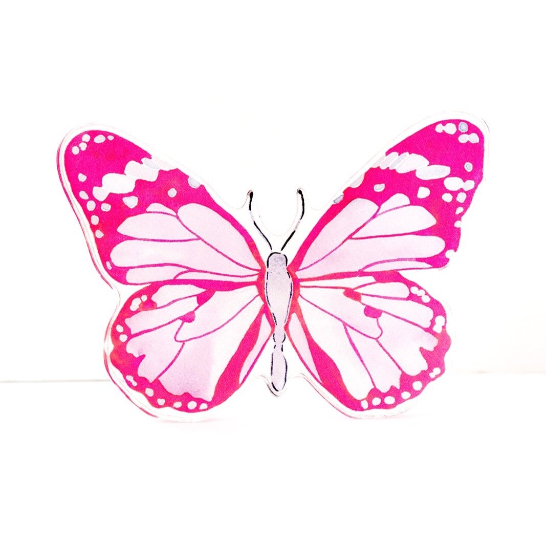 Pink Butterfly Acrylic Art Block