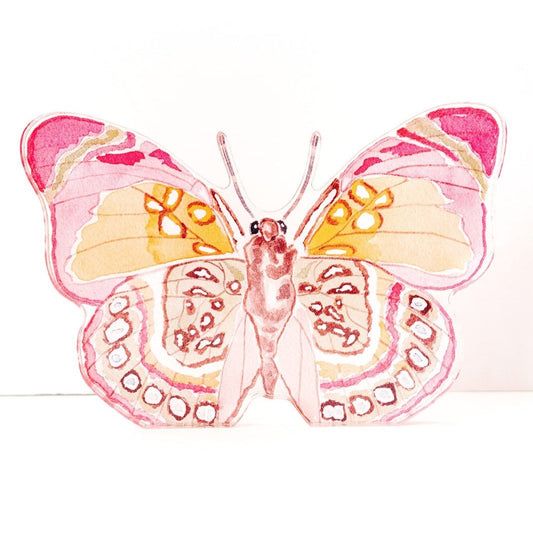 Pink and Green Butterfly Acrylic Art Block