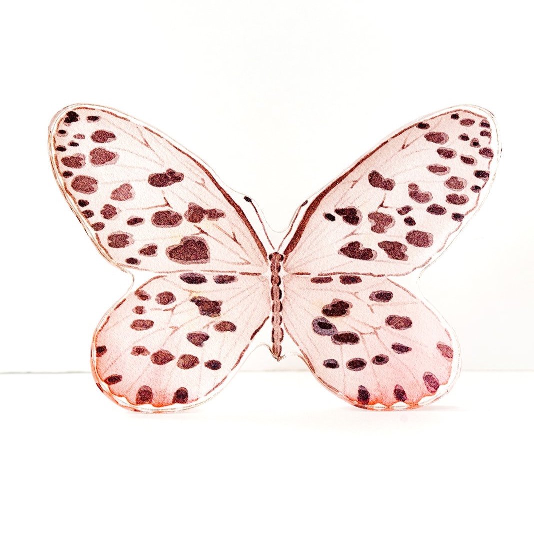 Neutral Spotted Butterfly Acrylic Art Block