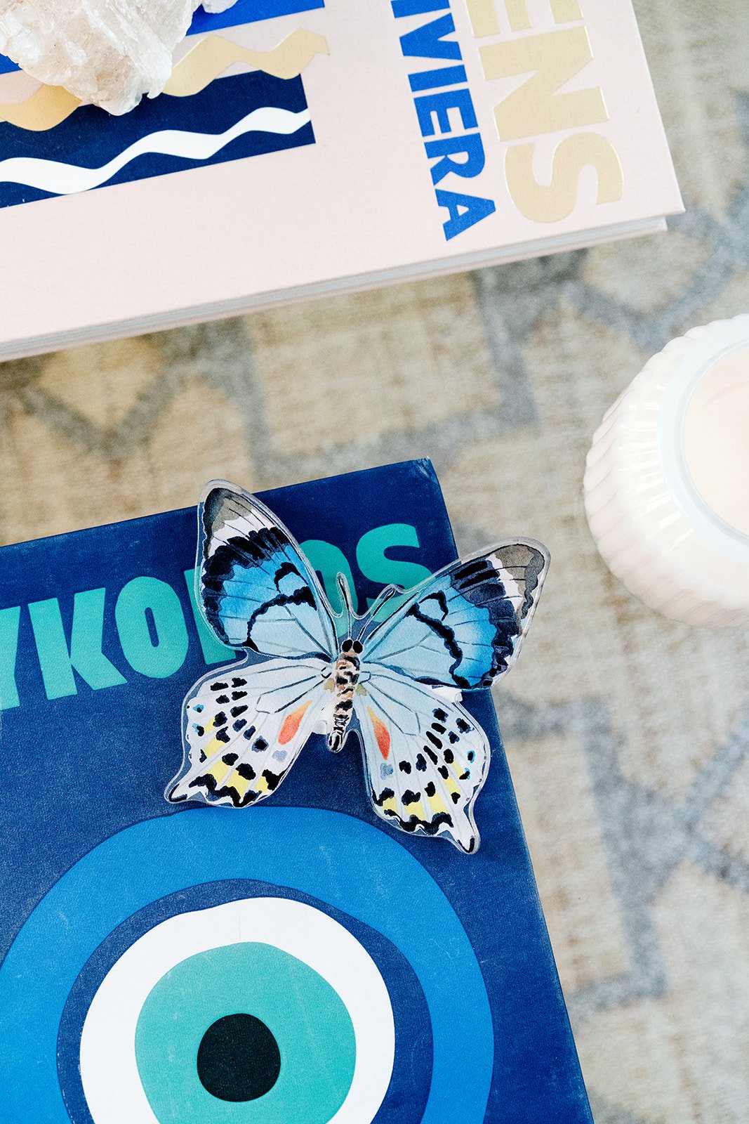 Blue Colorful Butterfly Acrylic Art Block