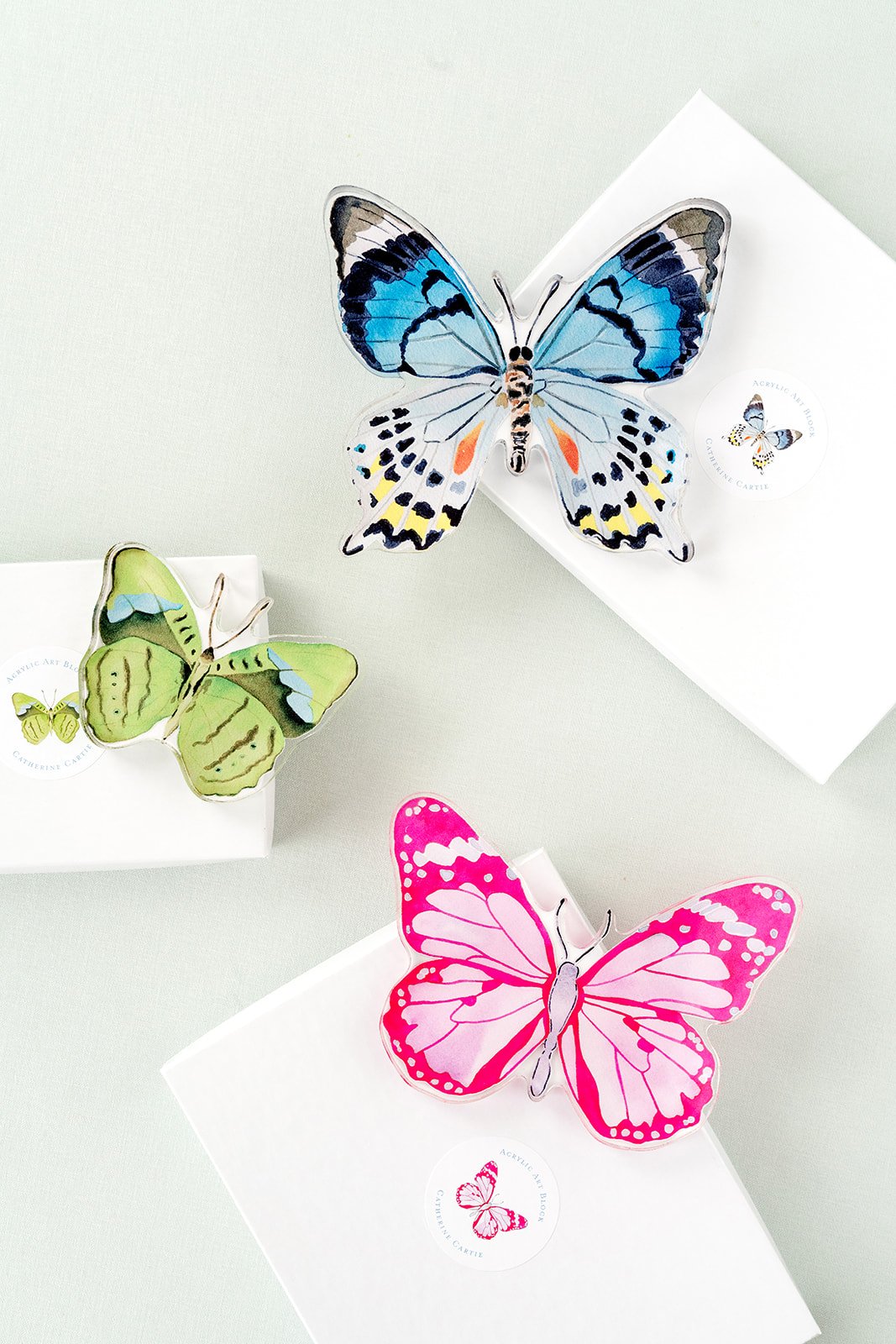 Blue Colorful Butterfly Acrylic Art Block