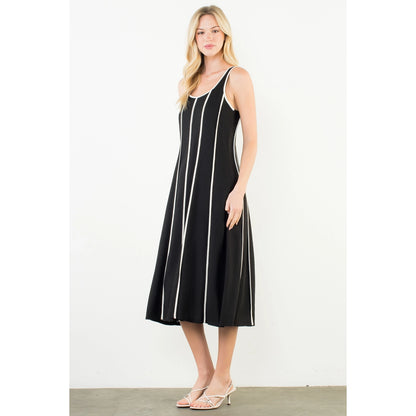 Sleeveless Striped Dress - Black - Spinout