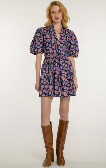 ELIZABETH JAMES - Daphne Dress - Navy Cactus Flower