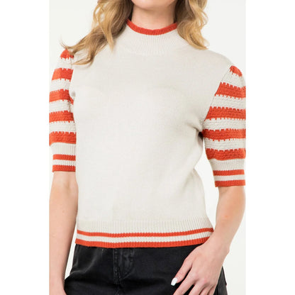 THML - Puff Sleeve Knit Top - Cream