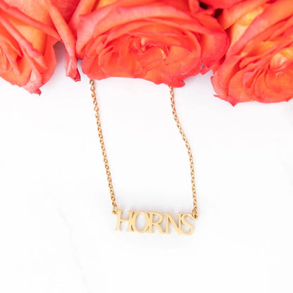 Texas Collegiate Nameplate Necklace - HORNS