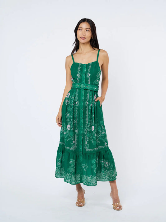 Esme Printed Button Down Maxi Dress - Green Multi