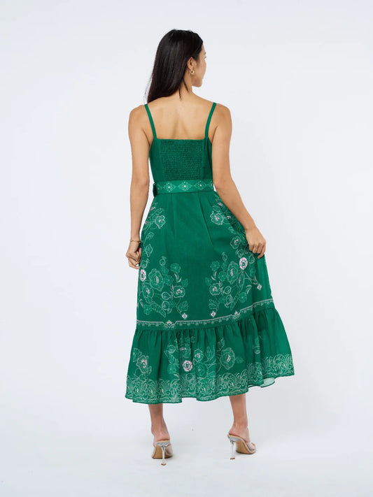 Esme Printed Button Down Maxi Dress - Green Multi