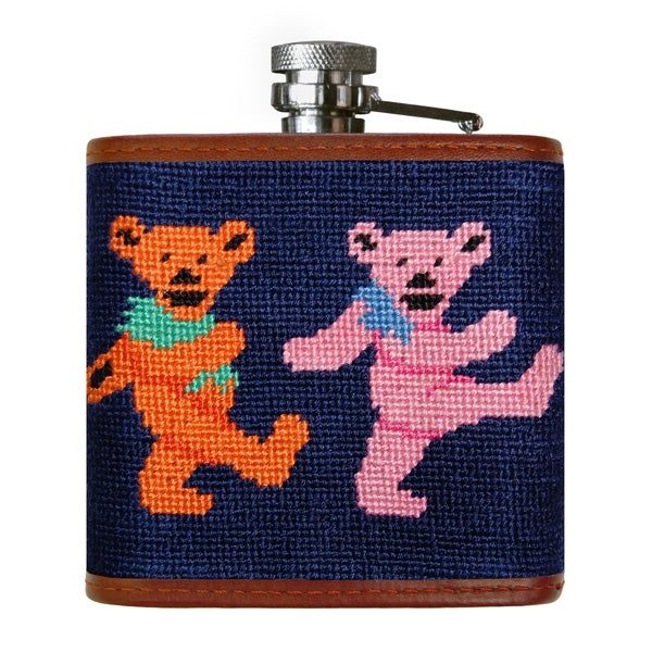 Dancing Bears Needlepoint Flask