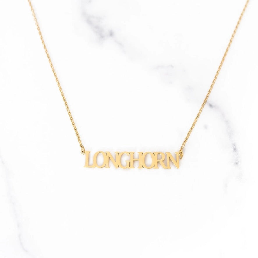 Longhorn Nameplate Necklace