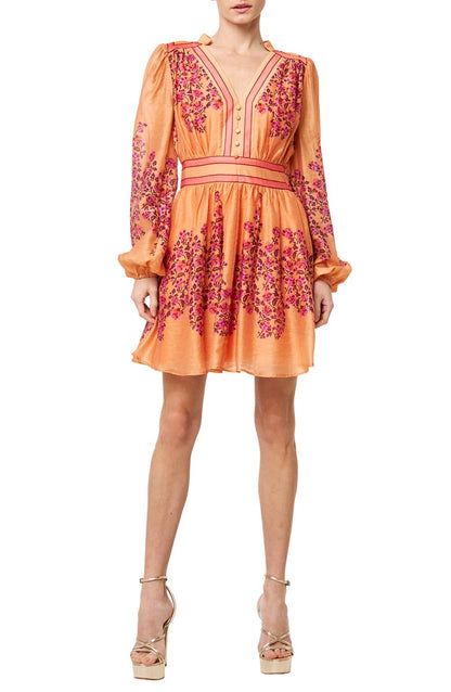 CIEBON - Leeana Engineered Floral Print Mini Dress - Coral Blush