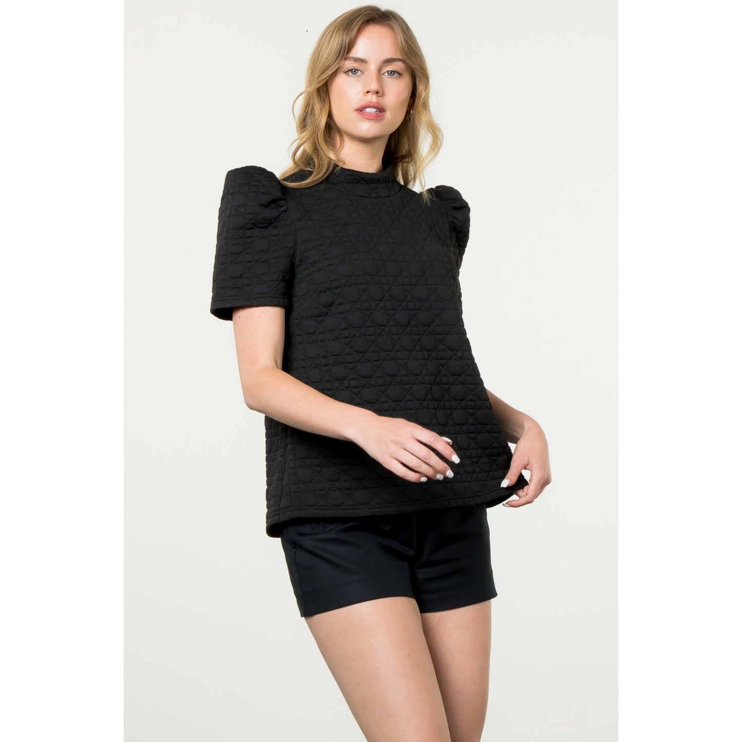 THML - Short Sleeve Textured Top - Black