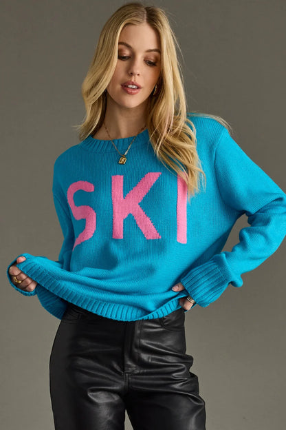 Ski Sweater - Blue & Pink
