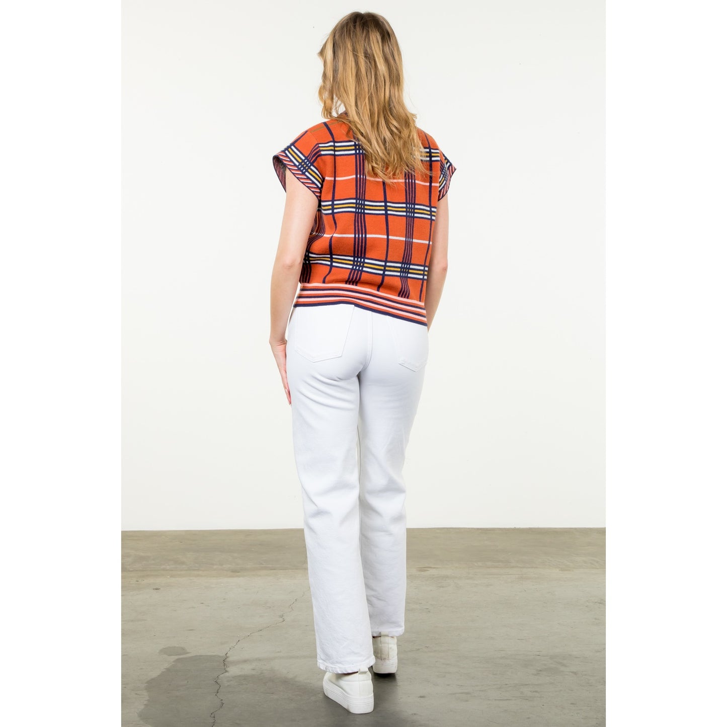 THML - Short Sleeve Plaid Top - Rust