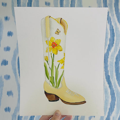 Daffodil Boot Acrylic Art Block