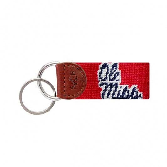 Ole Miss (Red) Needlepoint Key Fob