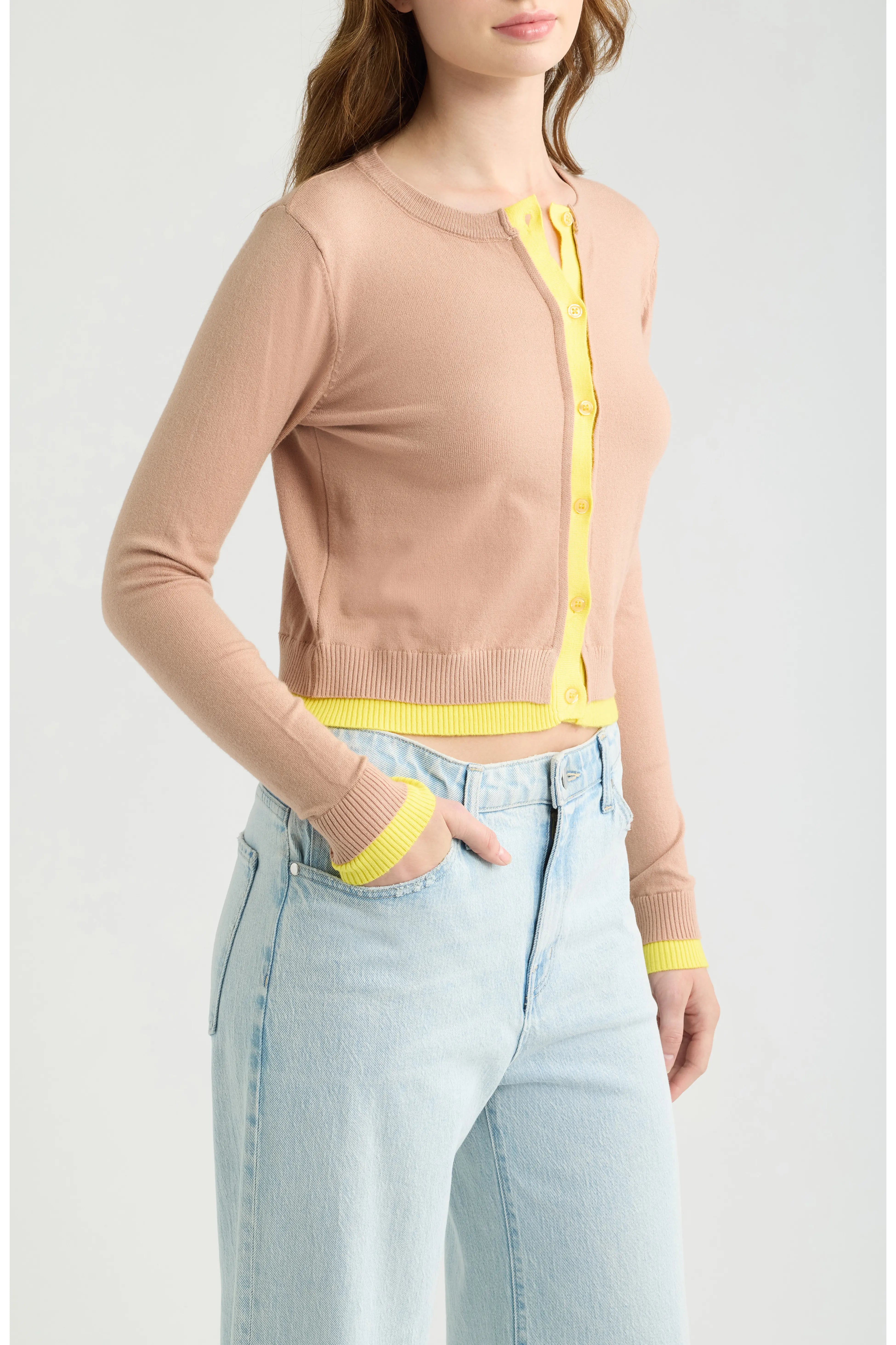 Zeppelin Cardigan - Beiby Beige w/Yellow