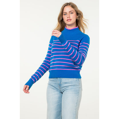 THML - Striped Knit Sweater - Blue