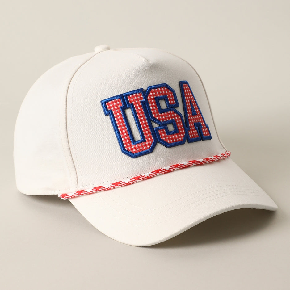 USA Patch Rope Trucker Hat - Red