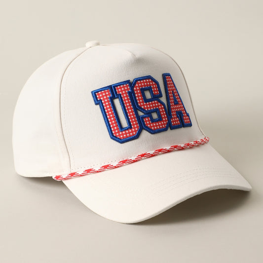 USA Patch Rope Trucker Hat - Red