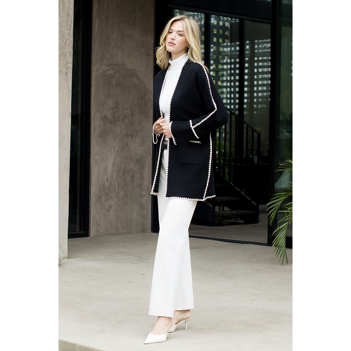 Long Sleeve Midi Cardigan - Black